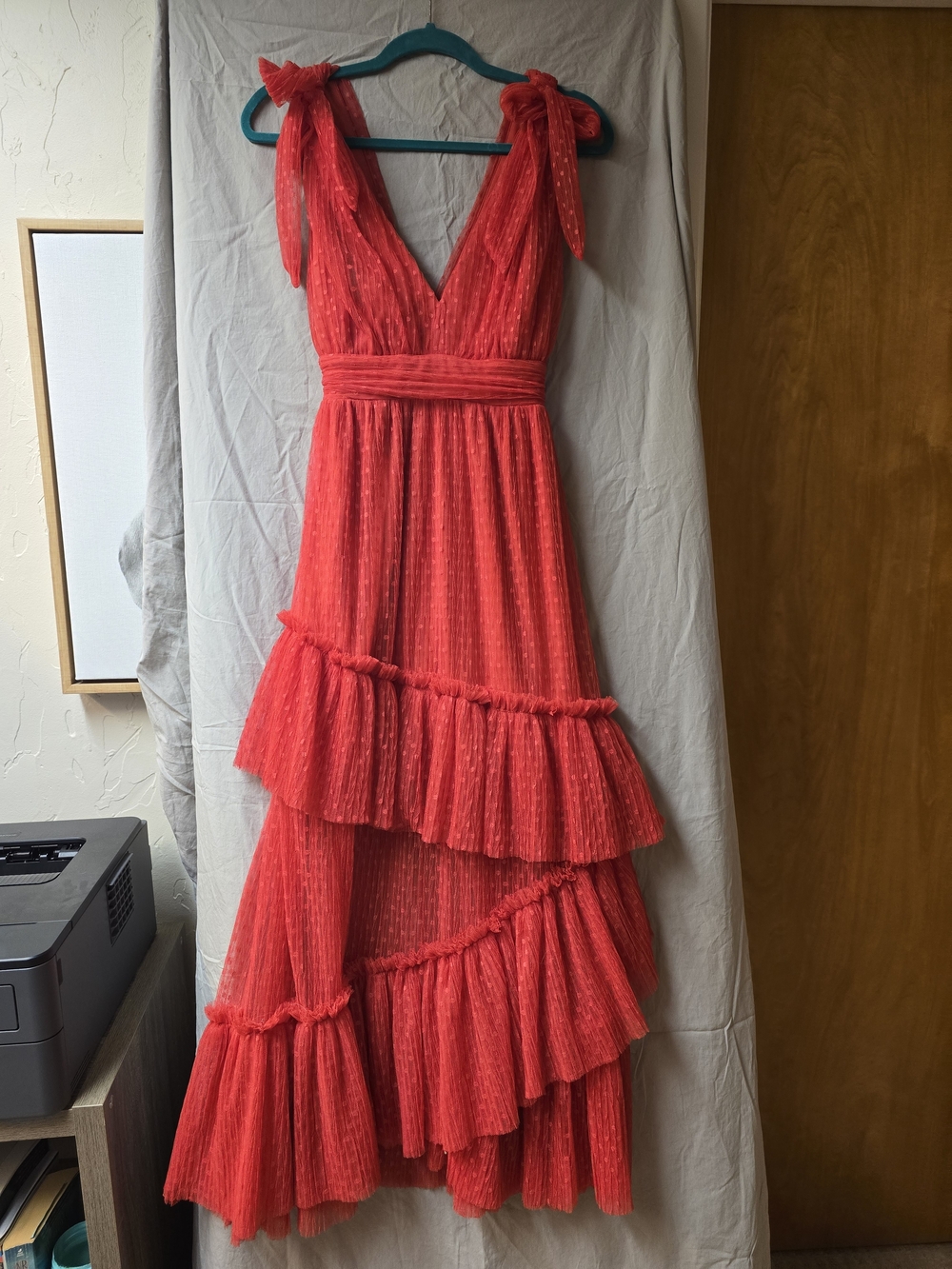 Vici Red Tiered Ruffle Maxi Dress